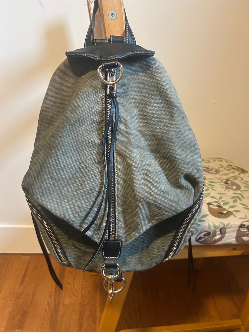 Rebecca Minkoff Canvas and Leather Backpack - Olive Green